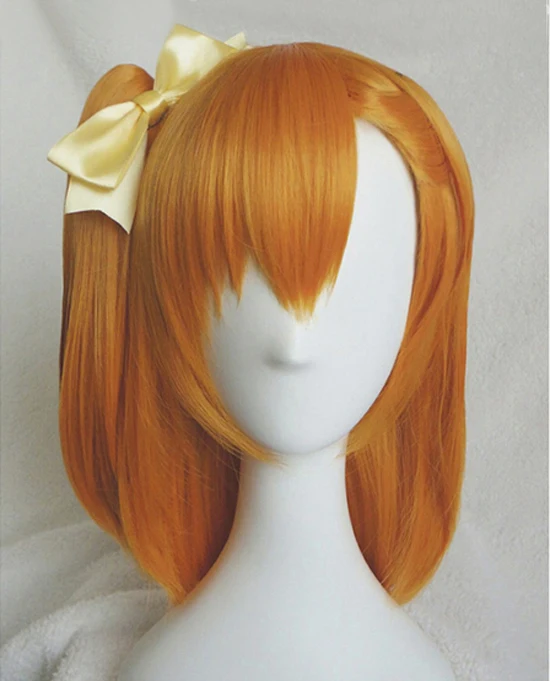 

LoveLive! Love Live Kosaka Honoka Kousaka Short Orange Ponytail Heat Resistant Cosplay Costume Wig + Bow Hairpin