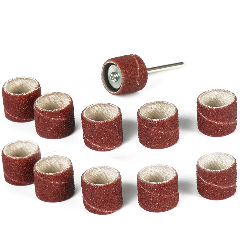 Dutoofree Rotary Tools Drill Attachment 15 PCS Sanding Band 6.35mm Drum Sander Dremel Accessories Fits For Dremel Drill tools