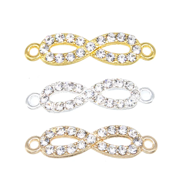 6pcs gold and silver 8-shaped double hanging infinite connector jewelry making bracelet accessories DIY craft