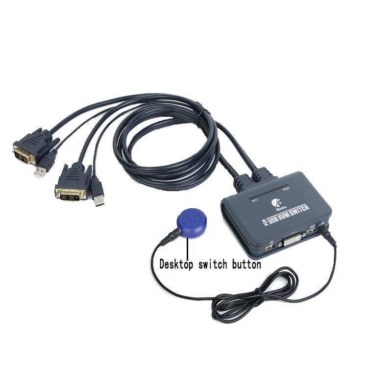 

DVI Switch With wire Control Switch 2 In 1 Out USB Mouse And Keyboard Monitor Sharing HD Computer Screen Kvm Switch