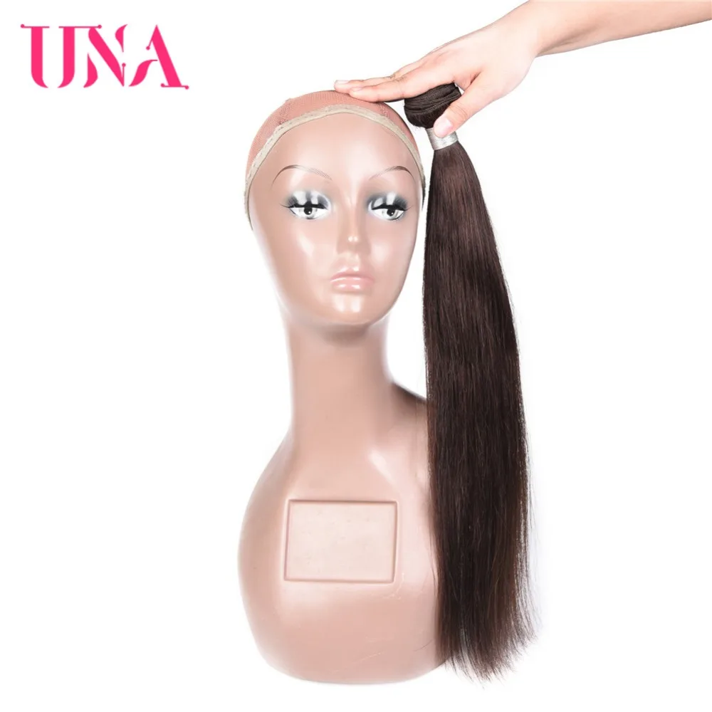 UNA Straight Chinese Human Hair Bundles Non-Remy Hair Weft Brown Black Color Human Hair Weave Bundles