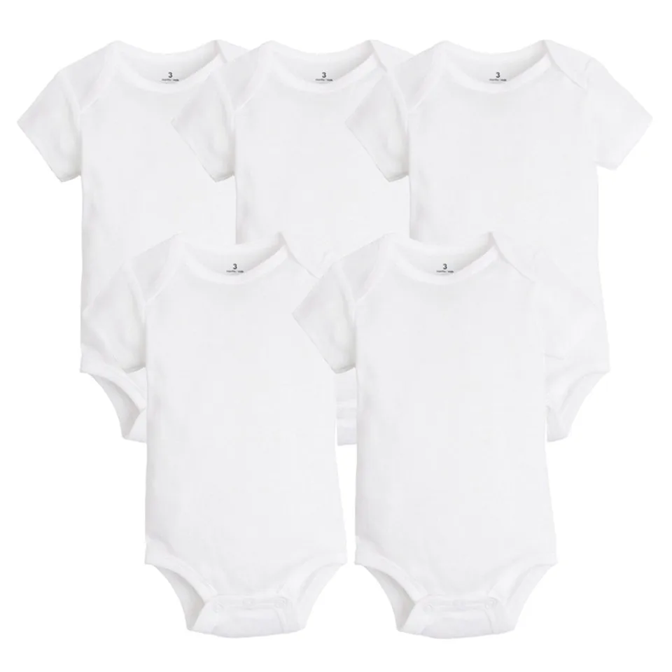 5 PCS/LOT Newborn Baby Clothing 2023 Summer Body Baby Bodysuits 100% Cotton White Kids Jumpsuits Baby Boy Girl Clothes 0-24M