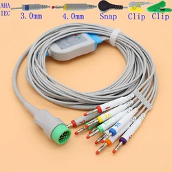 12Pin ECG EKG 10 lead cable and electrode leadwire for Medtronics physio control Lifepak 12 and 15 monitor,AHA/IEC.