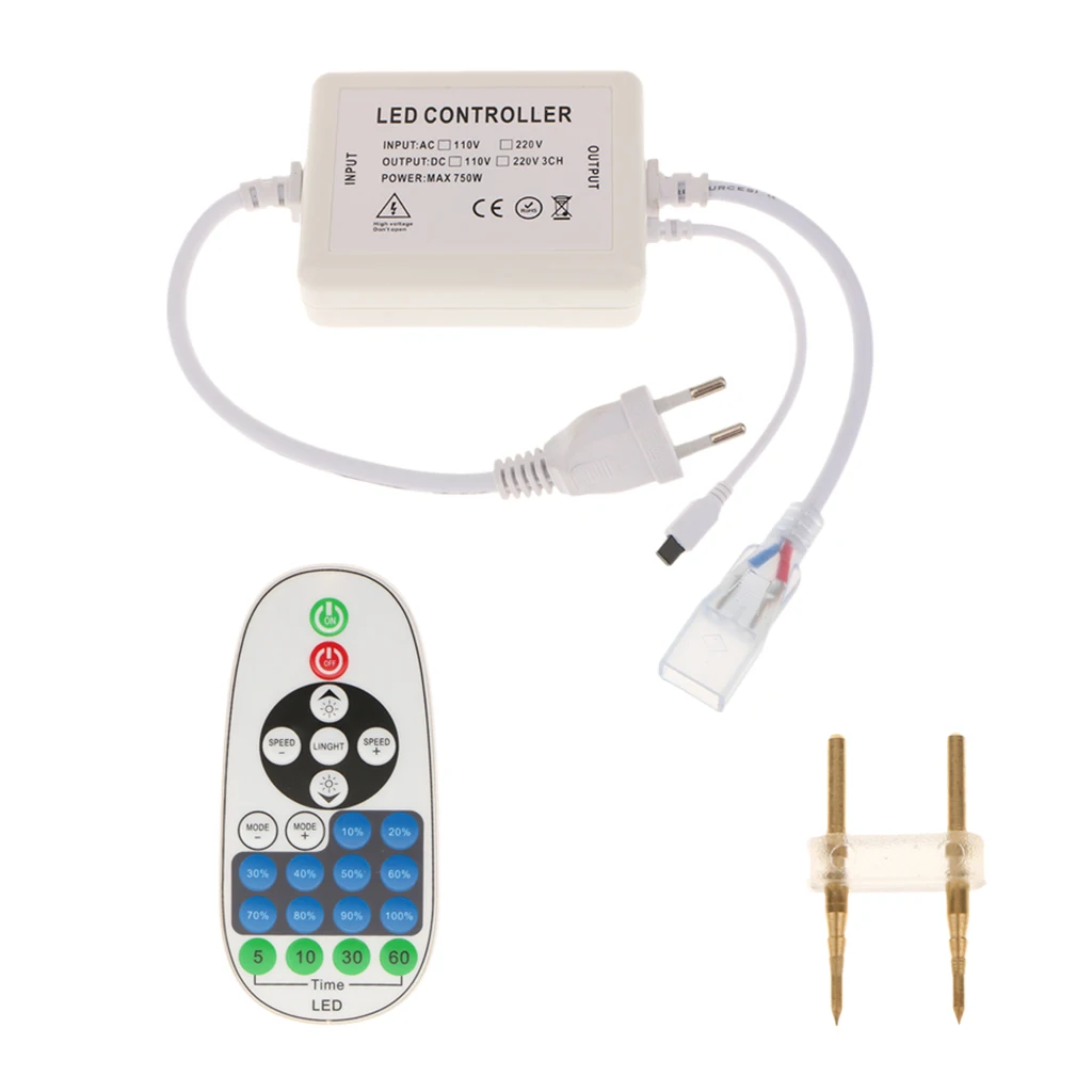 23-Key LED Remote Controller for Single Color Strip Light, DIY Lighting Modes, 220V-- EU Plug