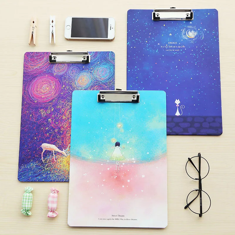 4 Pcs/lot Creative Colorful Cartoon Clipboard Writing Pad Clip Student File Data Folder School Office Supply Gift Stationery