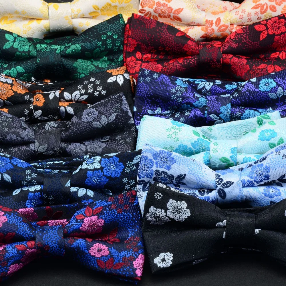 

RBOCOTT Men's Bowtie High Quality Fashion Floral Bow Tie For Men Black Yellow Blue Red Neckwear For Wedding Party