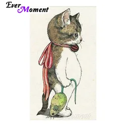 Ever Moment Diamond Painting Cat Animal Home Decorations Cross Stitch 5D DIY Full Drill Round Diamond Embroidery ASF1300