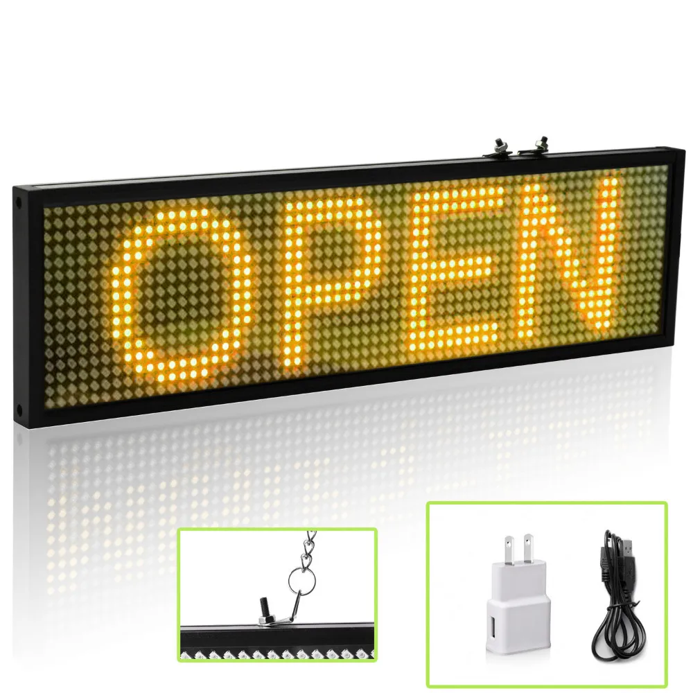 Leadleds P5 WiFi Programmable Car LED Sign Scrolling Display Board for Business, Working with Smartphone and Tablet (Yellow)