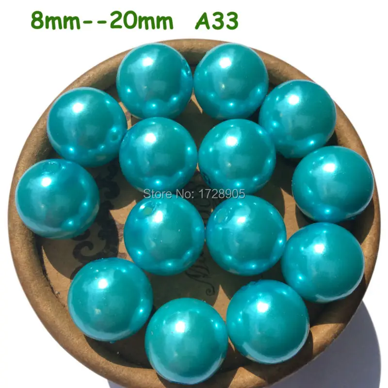 Bead Pearls ABS Pearl Beads 6mm to 30mm Sky Blue A33 Acrylic Spacers Ball Round Beads fit Vase Filler Chunky Beads Bubble