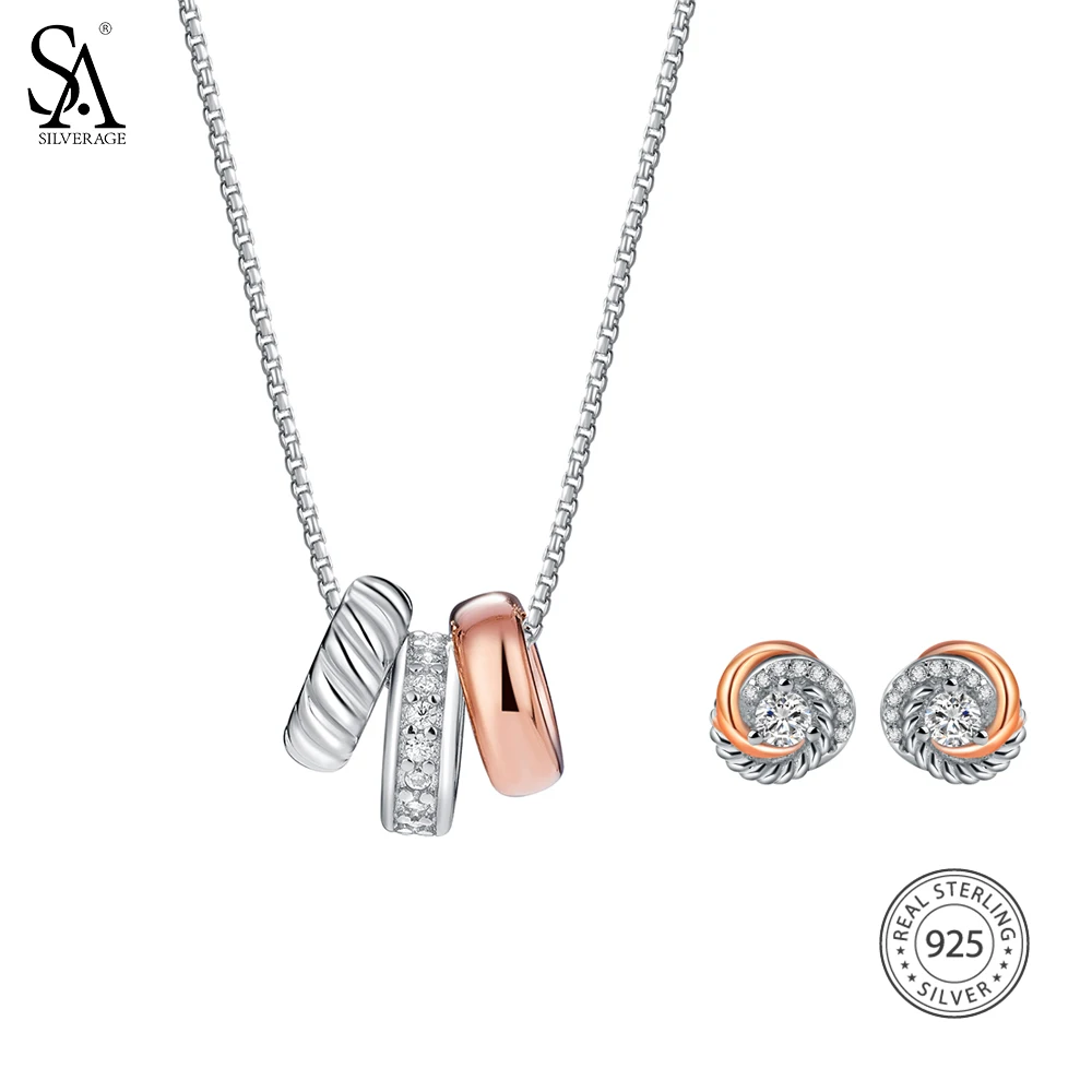 

2018 Special Offer Sale Sieraden SA SILVERAGE 925 Sterling Jewelry Sets Necklaces Pendants Stud Earrings Fine Necklace Women