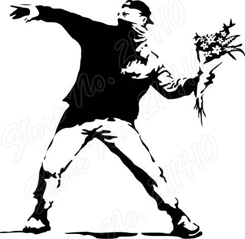 Banksy The Flower Protester Wall Decal Sticker Banksy Style Wall Decal Bedroom Decor Removable Vinyl Art Wall Sticker B139