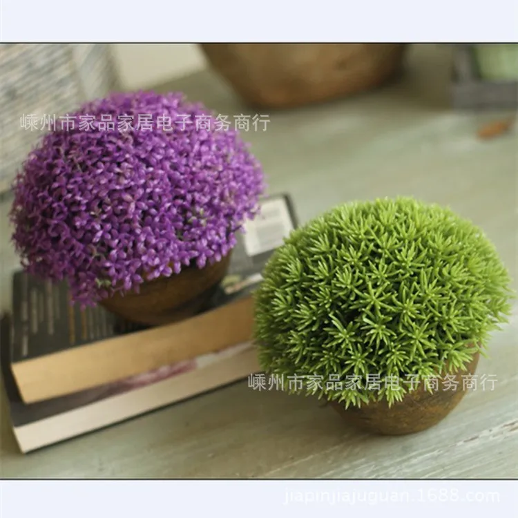 High-end simulation flower suit! Simulation potted bonsai clapboard desk decoration ornaments pine needle vine leaves 2 color op