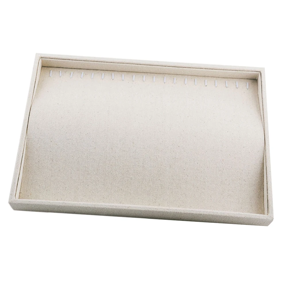 Multifunctional Beige Linen Jewelry Tray Earring Jewelry Display Organizer Case Holder Earring Storage Box for Earings Necklace