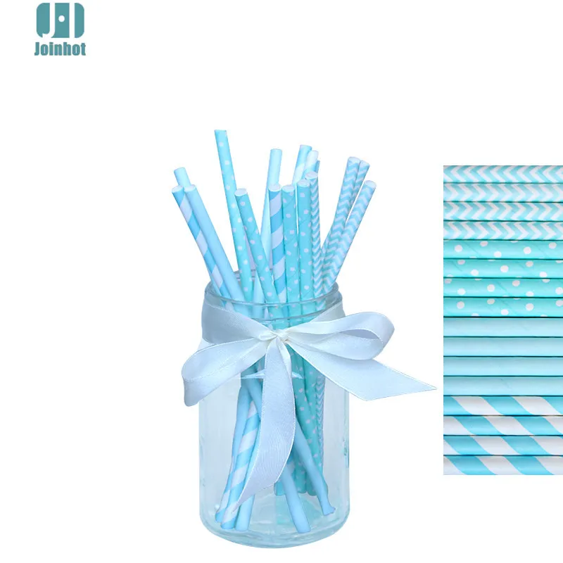 drop shipping 100pcs/lot  sky blue  Paper Drinking Straws Drinking Tubes Party Supplies Decoration Baby shower