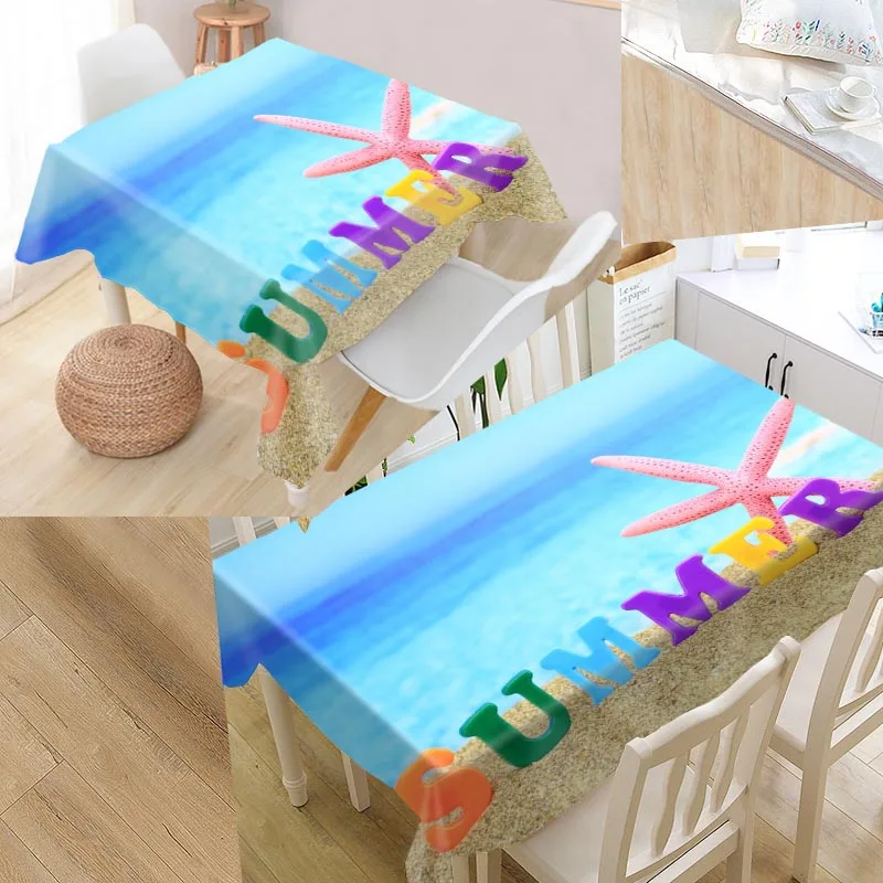 

New Arrival Starfish 3D Table Cloth Oxford Fabric Waterproof Oilproof Table Cover For Wedding Children Party Decoration Cover