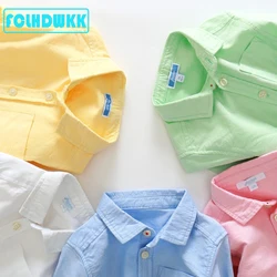 FCLHDWKK Baby Kids Boys Spring Shirts Short Long Sleeve Lapel Jacket Blouses Tee Tops Outwear Outfits Blouse Children Clothing