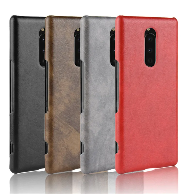 For Sony Xperia 1 Case J8170 J9110 J8110 Retro PU Leather Litchi pattern Skin PC Hard Cover For Sony Xperia 1 Phone Fitted Case