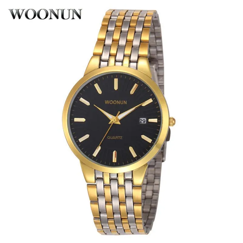 WOONUN Top Brand Luxury Watches Men Waterproof antiurto Silver Steel Quartz Men orologi da polso Ultra sottili per uomo