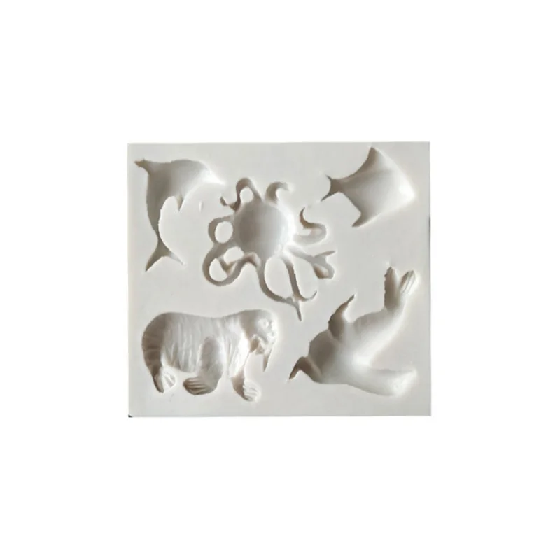 Dolphin octopus sea lion Fondant chocolate mould Marine animal silicone mold for cake decorating tools