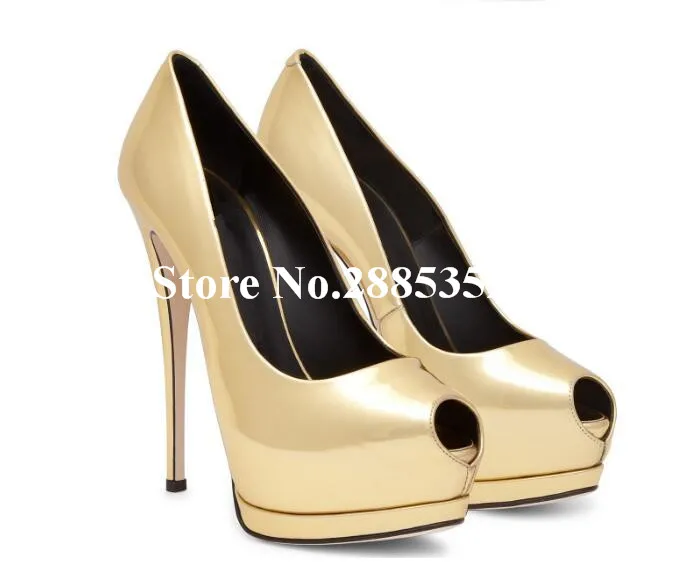 Sestito Sexy Patent Leather Shallow Cut Fish Mouth Platform Extremely High Heels Stiletto Pumps Office Lady Dress Shoes Women