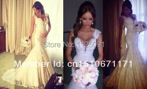 

2024 Real Sample Custom Made Sexy With Cap Sleeves Lace Pearls Beads Mermaid Charming Wedding Dresses Bridal Gown