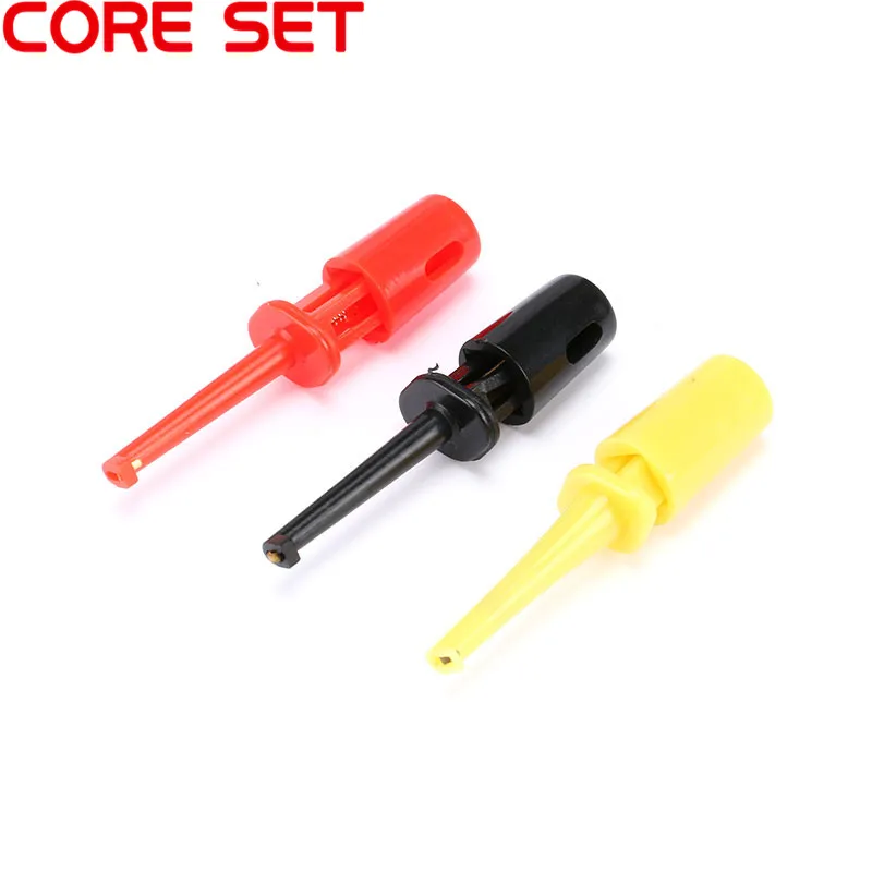 15PCS/Lot Test Hook Clip Grabbers Multimeter Lead Wire Kit Test Probe SMT SMD IC Cable Welding Red Black Yellow