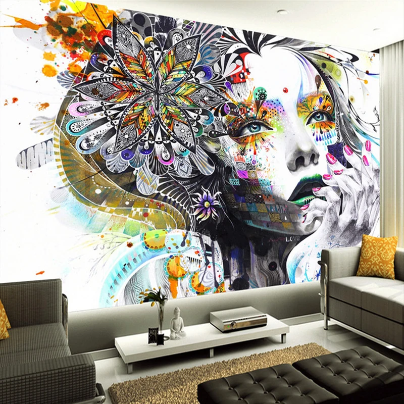 Custom 3D Mural Wallpaper Abstract Color Art Figures Papier Peint KTV Bar Gallery Theme Hotel Backdrop Wall Papel De Parede 3D