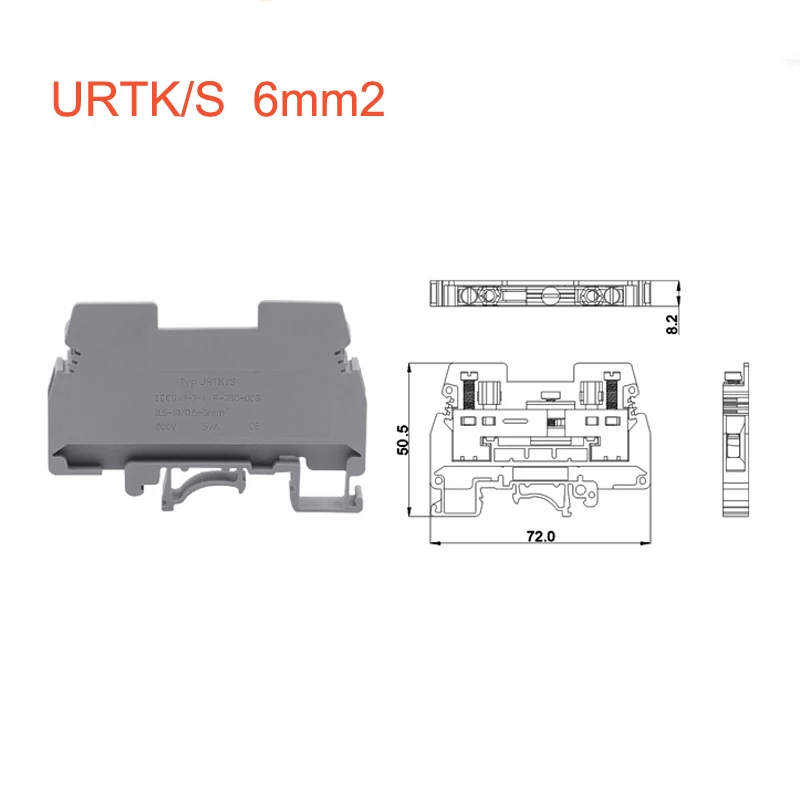 5 Stück URTK/S Strommessklemmenblock URTK6S DIN-Schienenanschluss Schraubklemmenblock für elektrische Leitungen URTKS UK-6S 57A – Detail 2