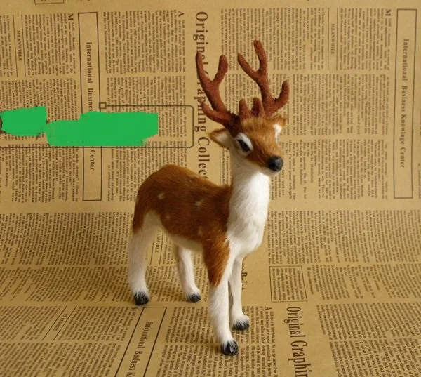 simulation furs sika deer 17x13cm model toy ,polyethylene resin handicraft, home decoration gift a2489