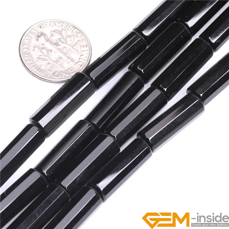 Column Tube Faceted AA grade Black Agates Beads Natural Stone Bead DIY Loose Bead For  Jewelry Making Strand 15\