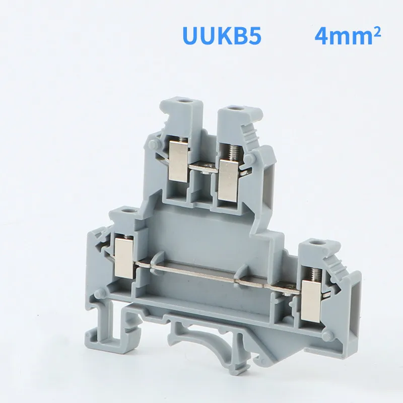 10pcs  Type UKKB5 Din Rail Wiring Conductor Fast Connector Thin Modular Double-layer Screw Terminal Blocks UKKB 5