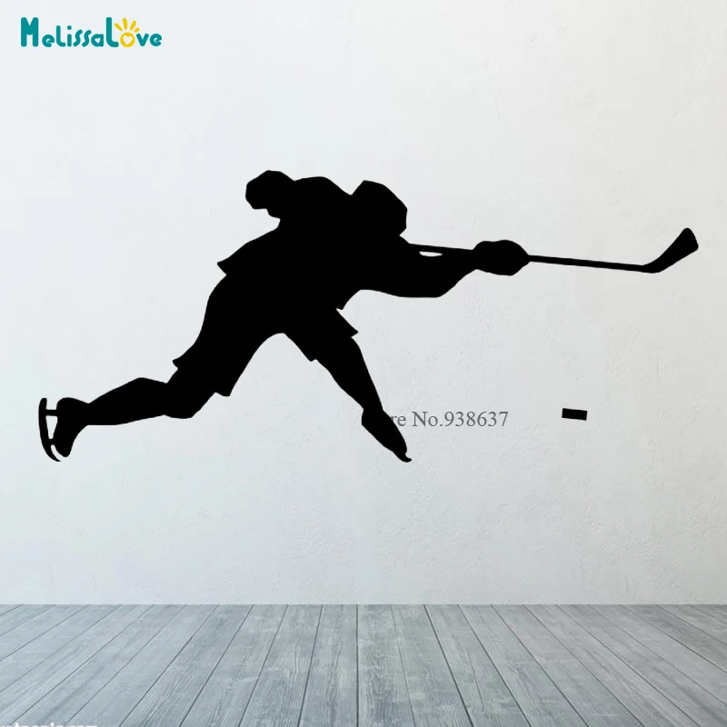 Ice Hockey Player Wall Stickers Sport Boy Room Mural Decor Wall Art Vinyl Decal Sticker Home Design Wallpaper Mural  CL316