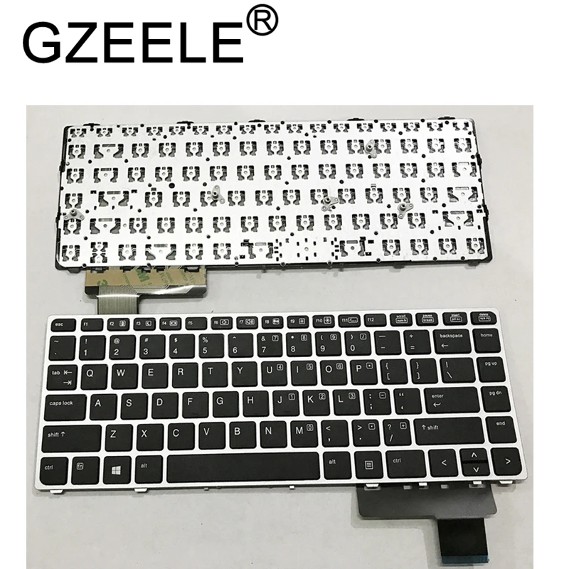 GZEELE angielska klawiatura do laptopa HP EliteBook Folio 9470M 9470 9480 9480M HSTNN-I10C US/SP wymień klawiaturę srebrna