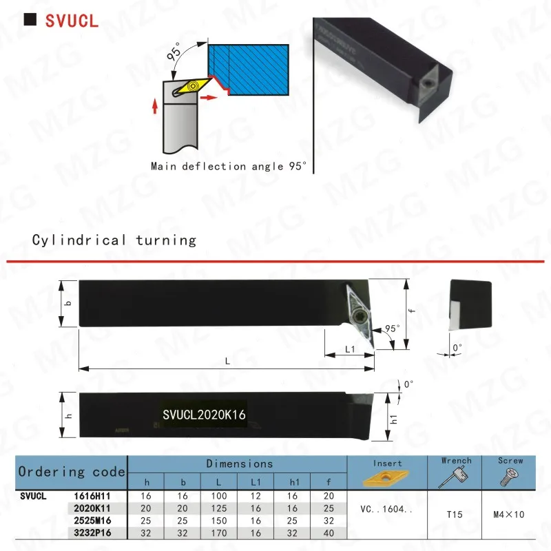 MZG SVUCL 16*16 20*20 S Type Boring Toolholder VCMT Carbide Insert Lathe Machining Cutter Bar CNC External Turning Tool Holder