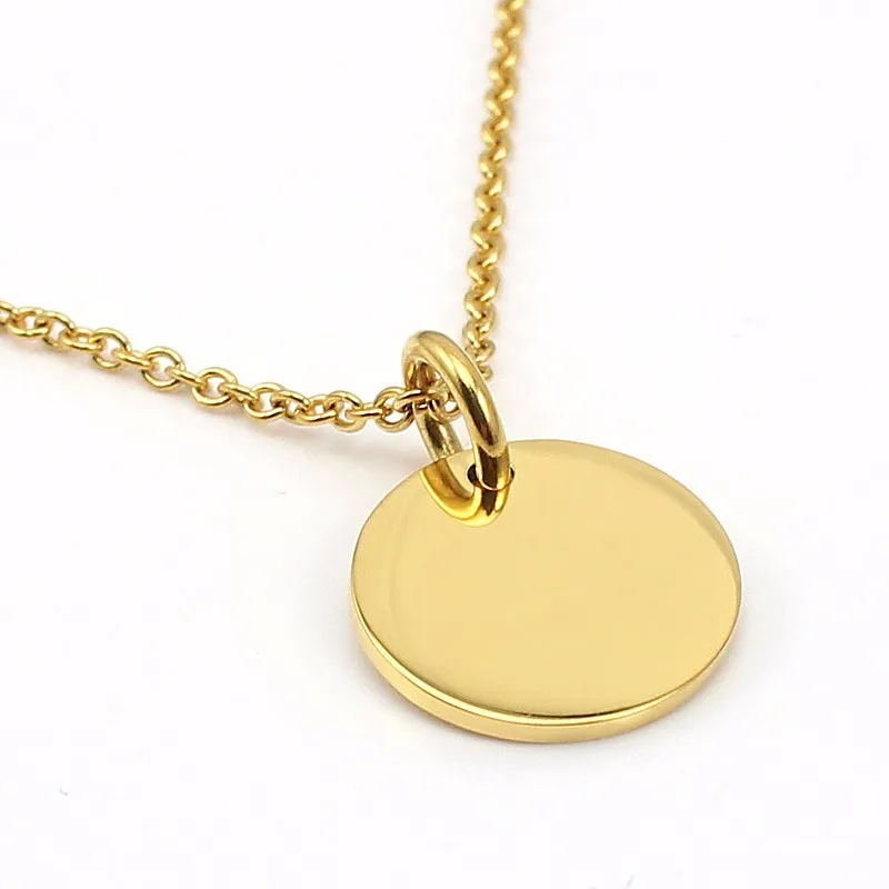 Trendy Women Chain Necklace Gold Color Wafer Can Laser Logo Fashion