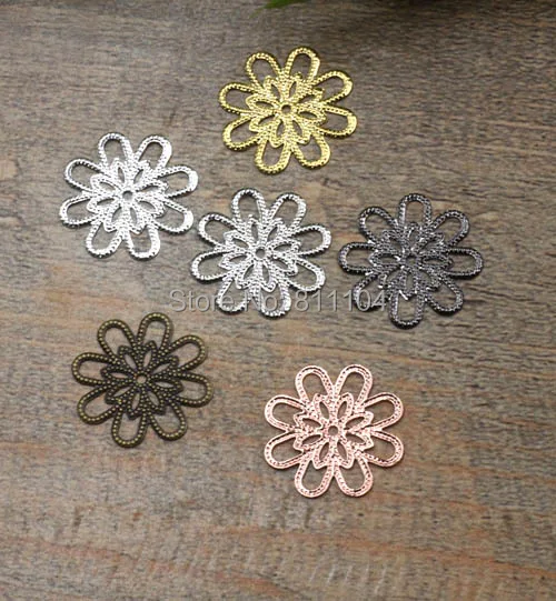 

18mm Multi-color Plated Brass Metal Blank Circle Filigree Flower Links Wraps Connectors Jewelry Findings Connectors