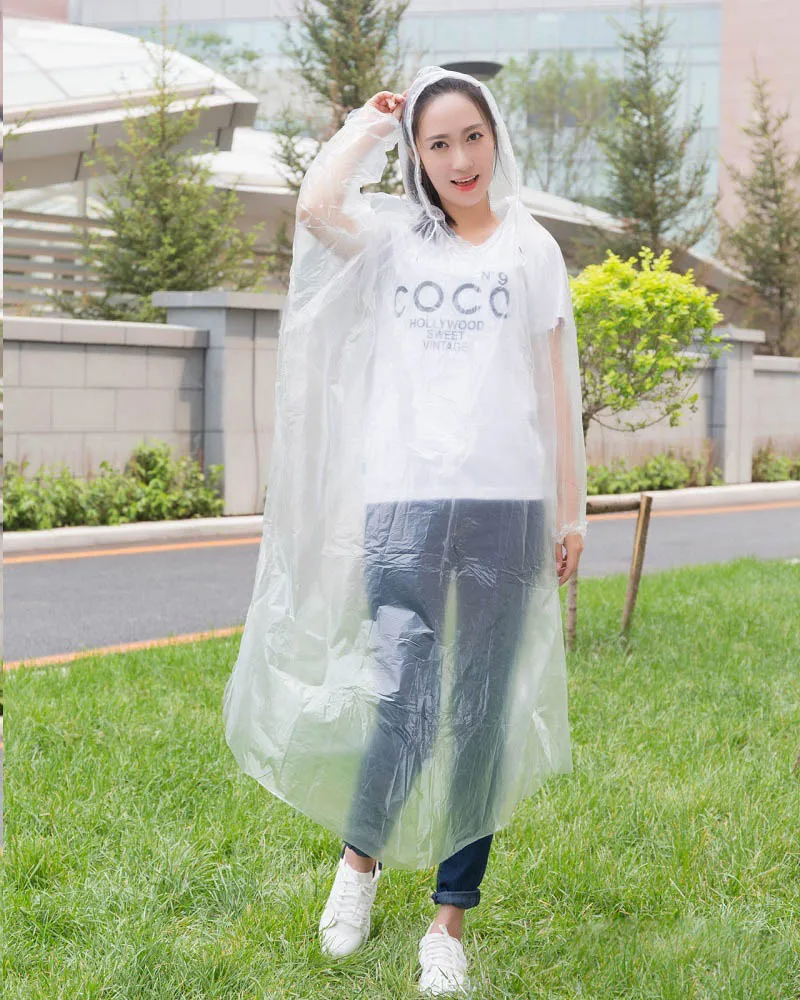 500pcs 3 Wire Thickness Solid Raincoat Disposable PE Raincoats Poncho Rainwear Tour Camping Travel Rain Coat ZA0887