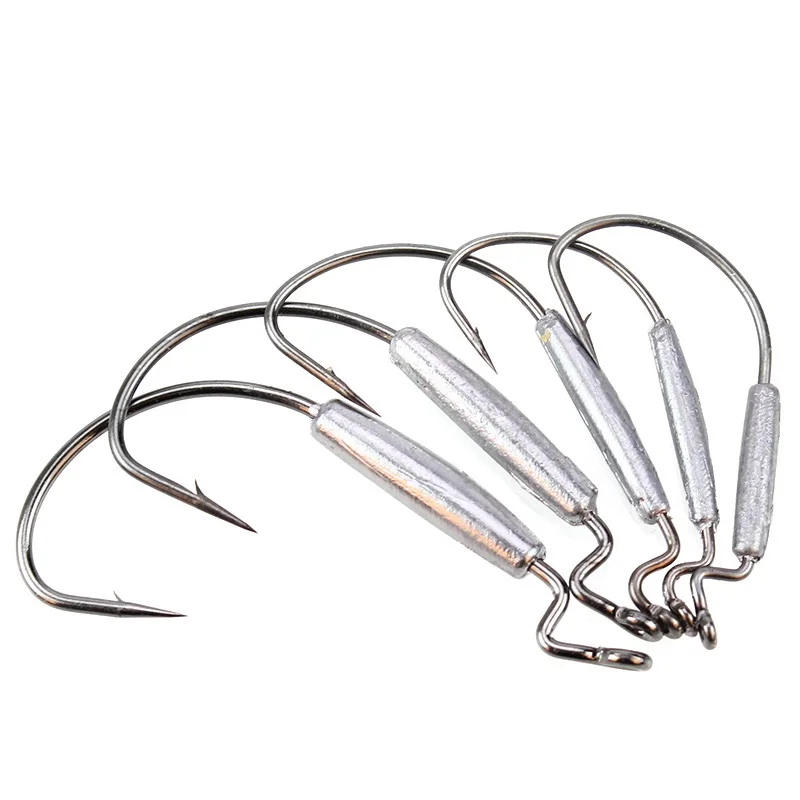 Fishing Hook Lead Jig Head Barbed Lead Hook 2g/2.5g/3g/5g/6.3g Offset Fish Hooks Fit for Texas Rigs Fishing Tackle