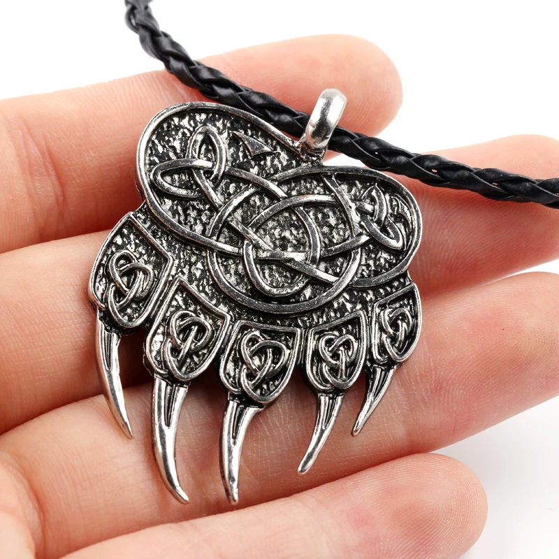 Veles Stamp Slavic Bear Claw Print Charm Lewis Pendant Necklace Antique  Colar Odin \'s Symbol Of Norse Viking Jewelry