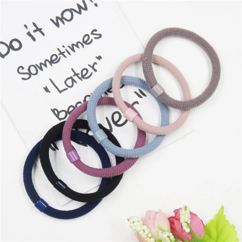 12PCS/LOT Simple Lace 6 Color Elastic Hair Bands For Girls Bohemian Headband Scrunchy Korean Bow Kids Hair Accessories For Women