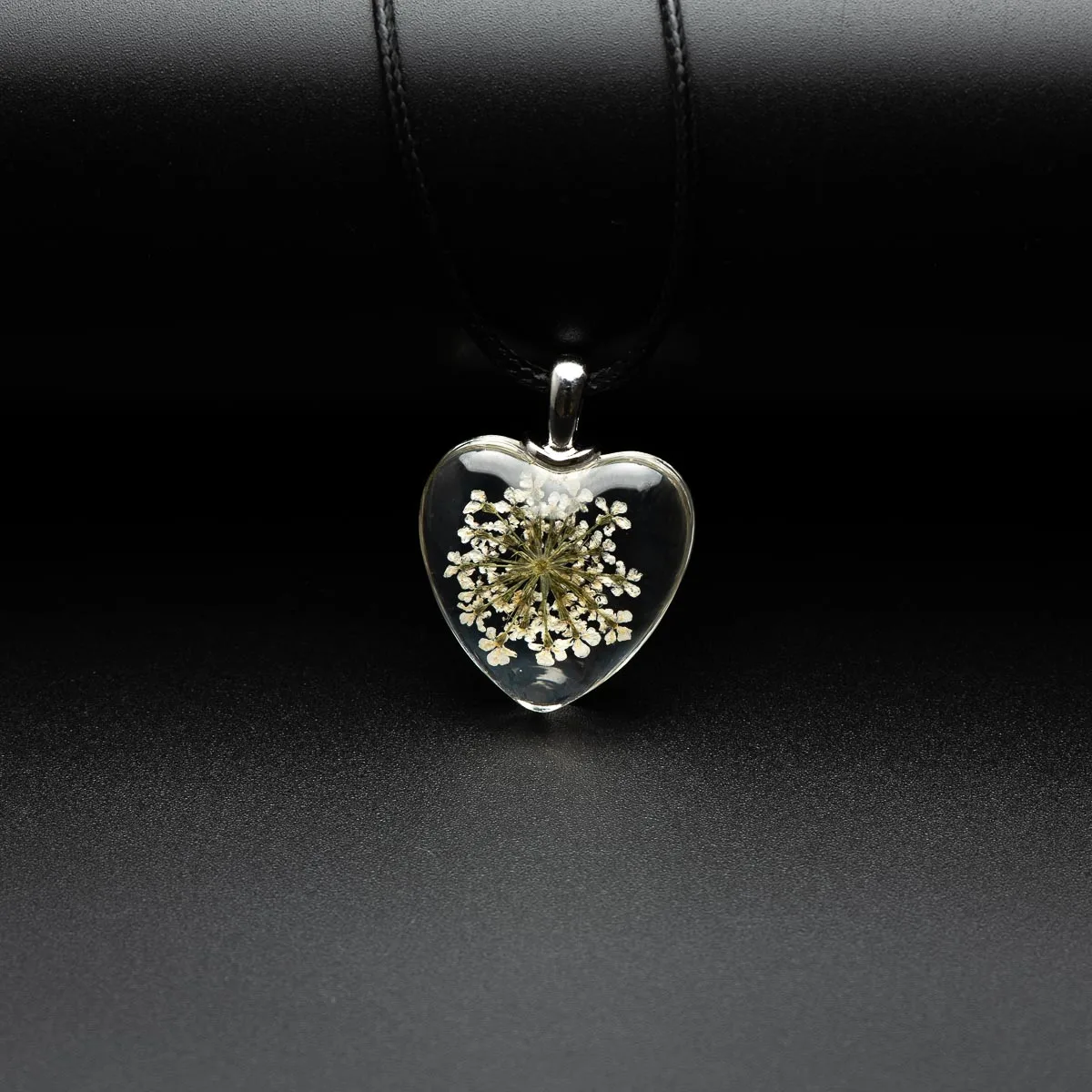 Flower in Heart Shape Glass necklace lover Pendant Fashion glass ball necklaces Classic style Jewelry #FY410