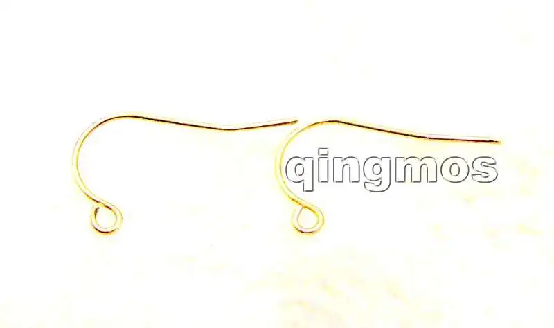 

Qingmos 1 pair (2pieces) Big 0.4*12mm 14K Solid Yellow Gold Earring Finding Ear Wire Hook for Jewelry Making DIY gp188