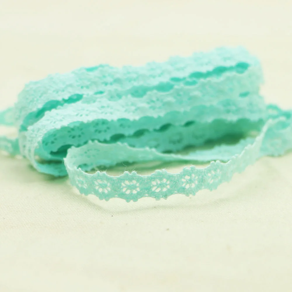 20 YARD Thin Lace Ribbon Macarons Color Cotton Lace Trim Wedding Decoration Scrapbooking  Lace Fabric 1 CM DOG TEETH 1092