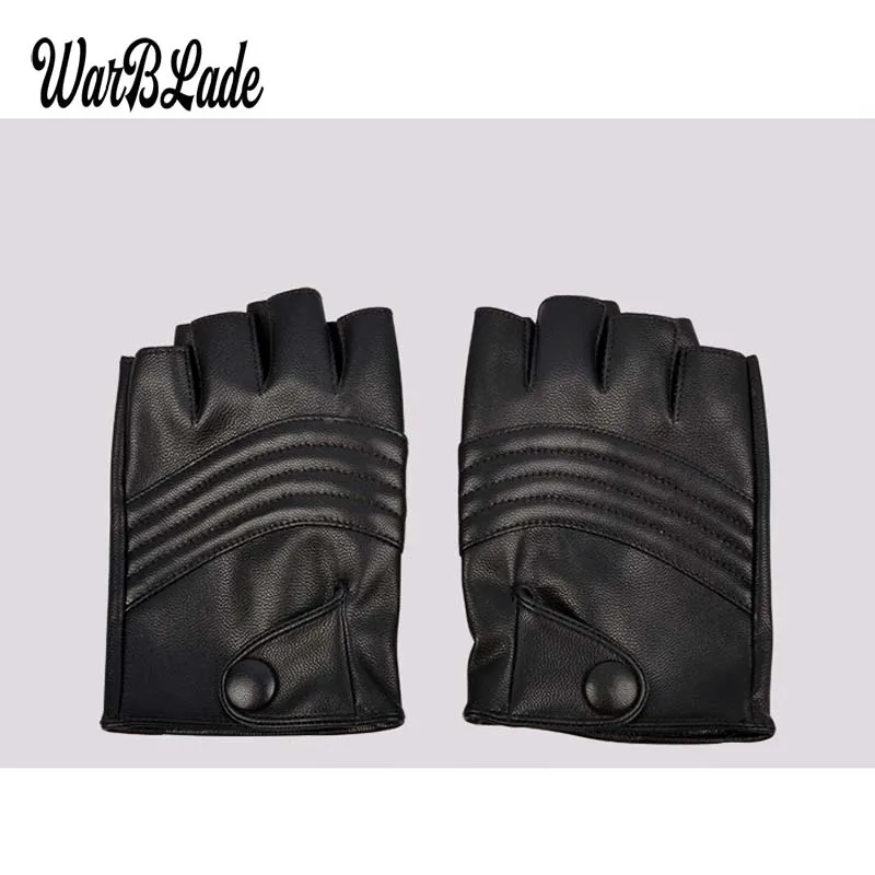 WarBLade PU Leather Fingerless Gloves Men Women Fashion Driving Gym Gloves Half Finger Tactical Gloves Black Guantes Luva Gloves