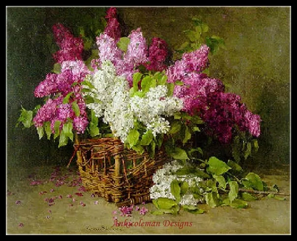 Needlework for embroidery DIY DMC color High Quality - Counted Cross Stitch Kits 14 ct Oil painting - Lilacs in a basket