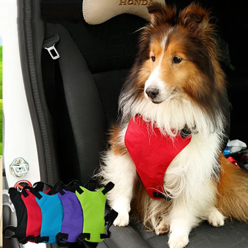 Multi-colors Fashion Polyester Mesh Nylon Adjustable Pet Dogs Safety Seat Belt three sizes Vehicle Harnesses