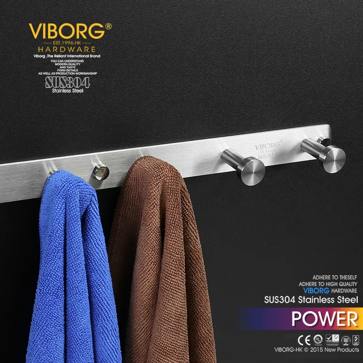 VIBORG Deluxe Solid 304 Stainless Steel Bathroom Towel Holder Towel Rack Towel Hook Robe Hook Hanger Hat Coat Hook  (6-hook)