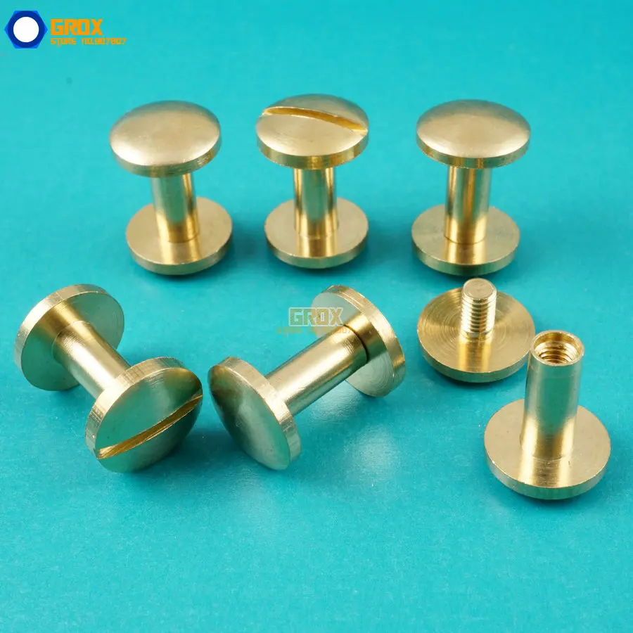 

50 Set 10*10mm Solid Brass Rivet Chicago Screw for Leather Craft Belt Wallet / Cambered