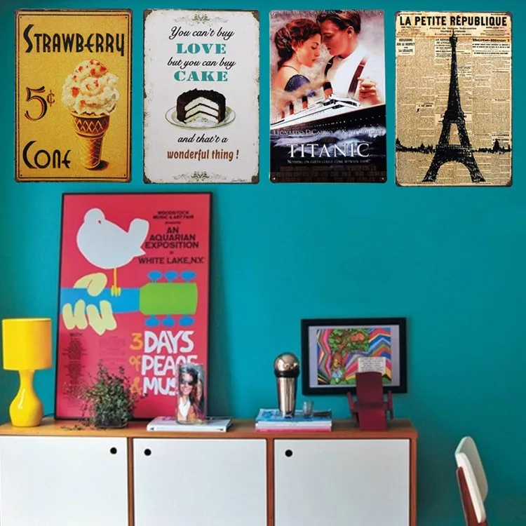 KAFFEE-Metall-Zinnlake, Dekorative Donuts-Platte, Eiscreme-Wandmalerei, Vintage-Wohn dekoration, Pub-Bar, A293 – Detail 9