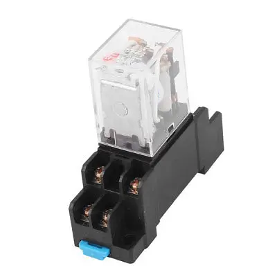 JQX-13FL AC 12V Coil 8 Screw Terminals DPDT 35mm DIN Rail Power Relay w Socket